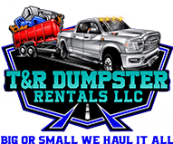 T & R Dumpster Rentals logo on a contrasting background.