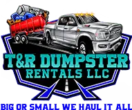 T & R Dumpster Rentals logo on a contrasting background.